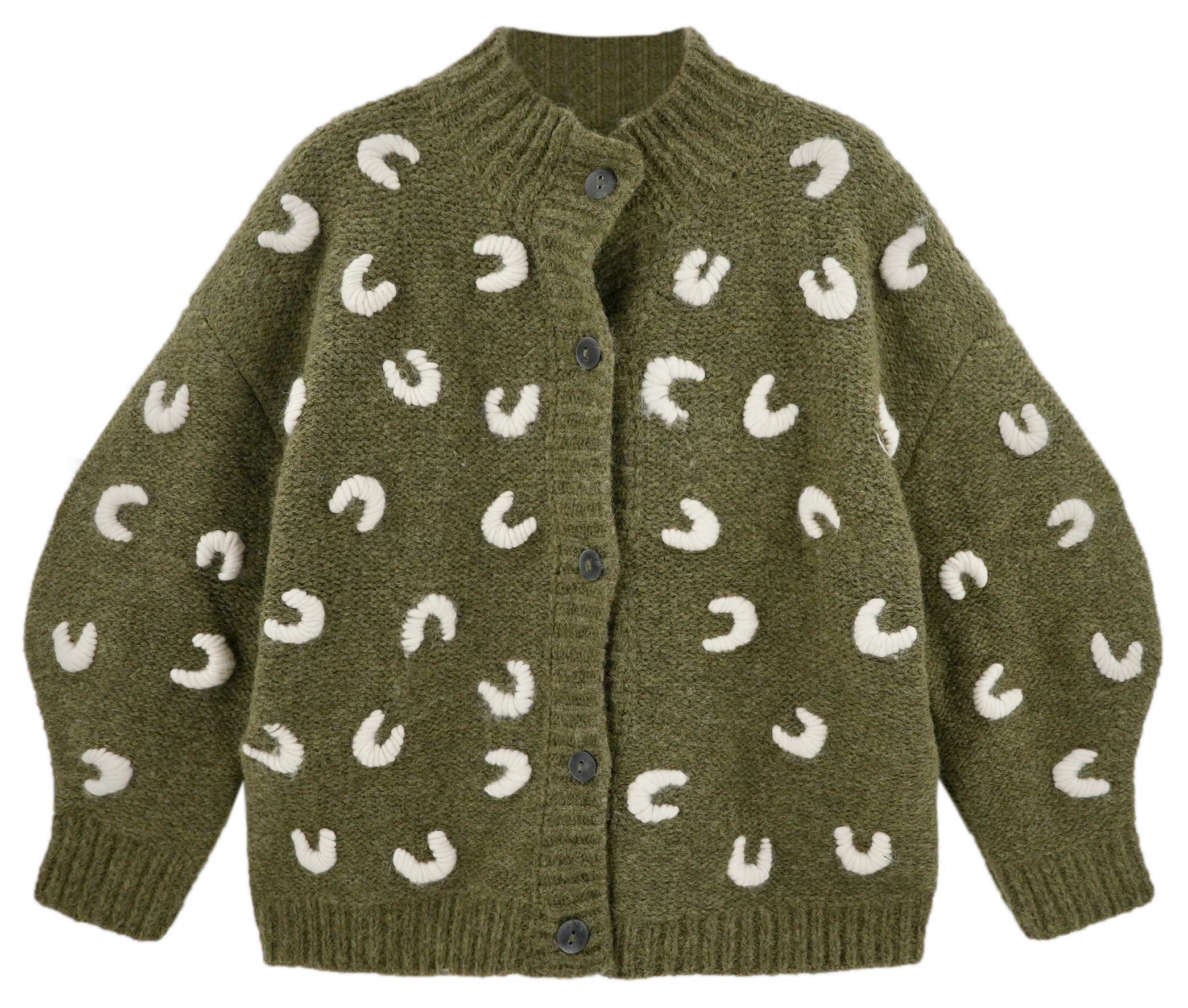 Cusco Croissant Cardigan in Olive/Ivory - Image 8