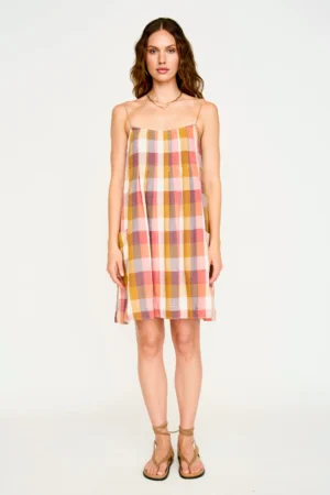 Zuma Short Dress in Sunset Plaid