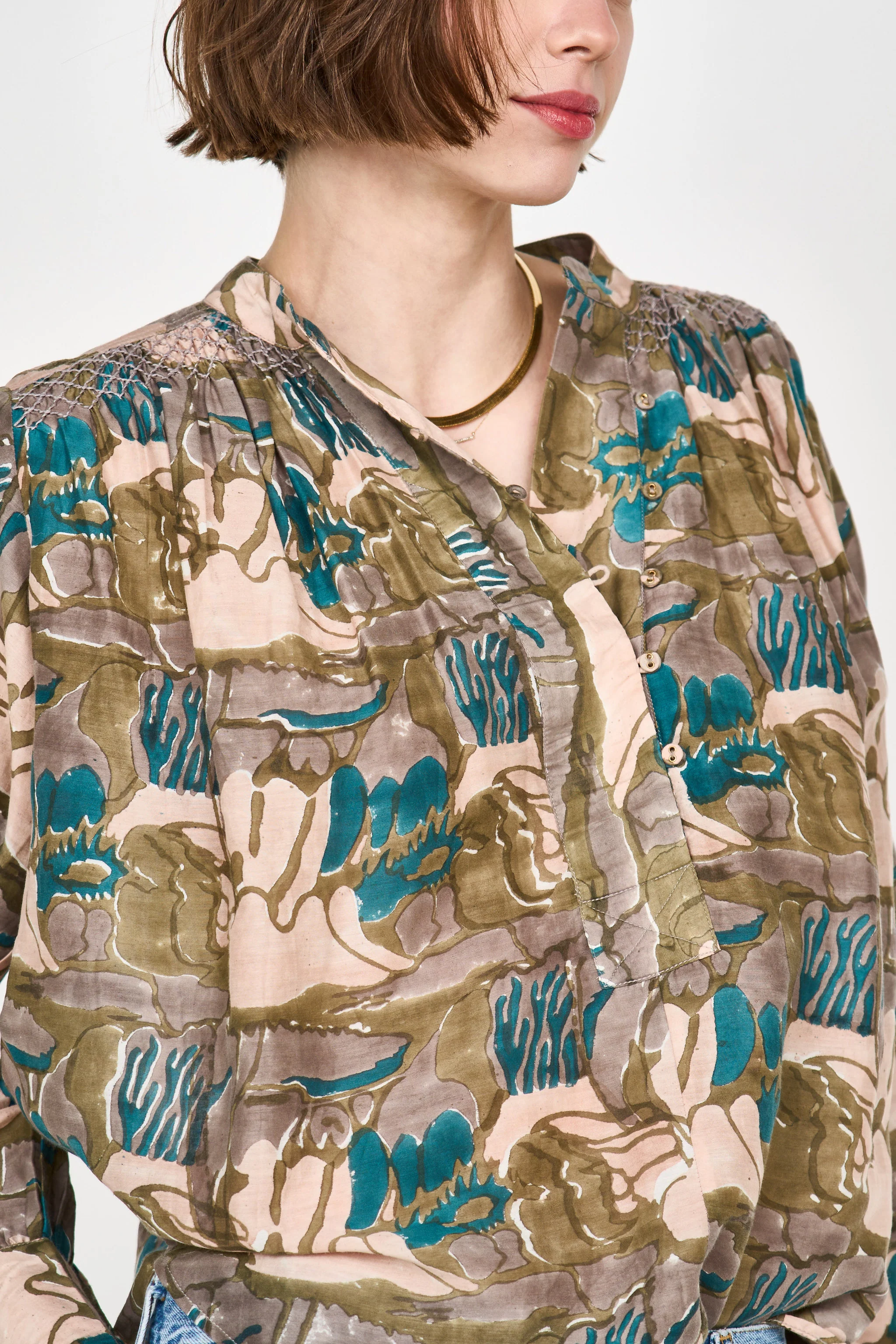 Florence Blouse in Moss Reef Print - Image 3