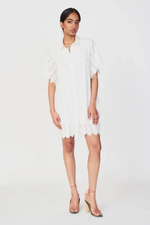 Harbour Dress in White Vine Eyelet