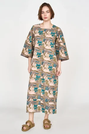 Provence Dress in Moss Reef Blockprint