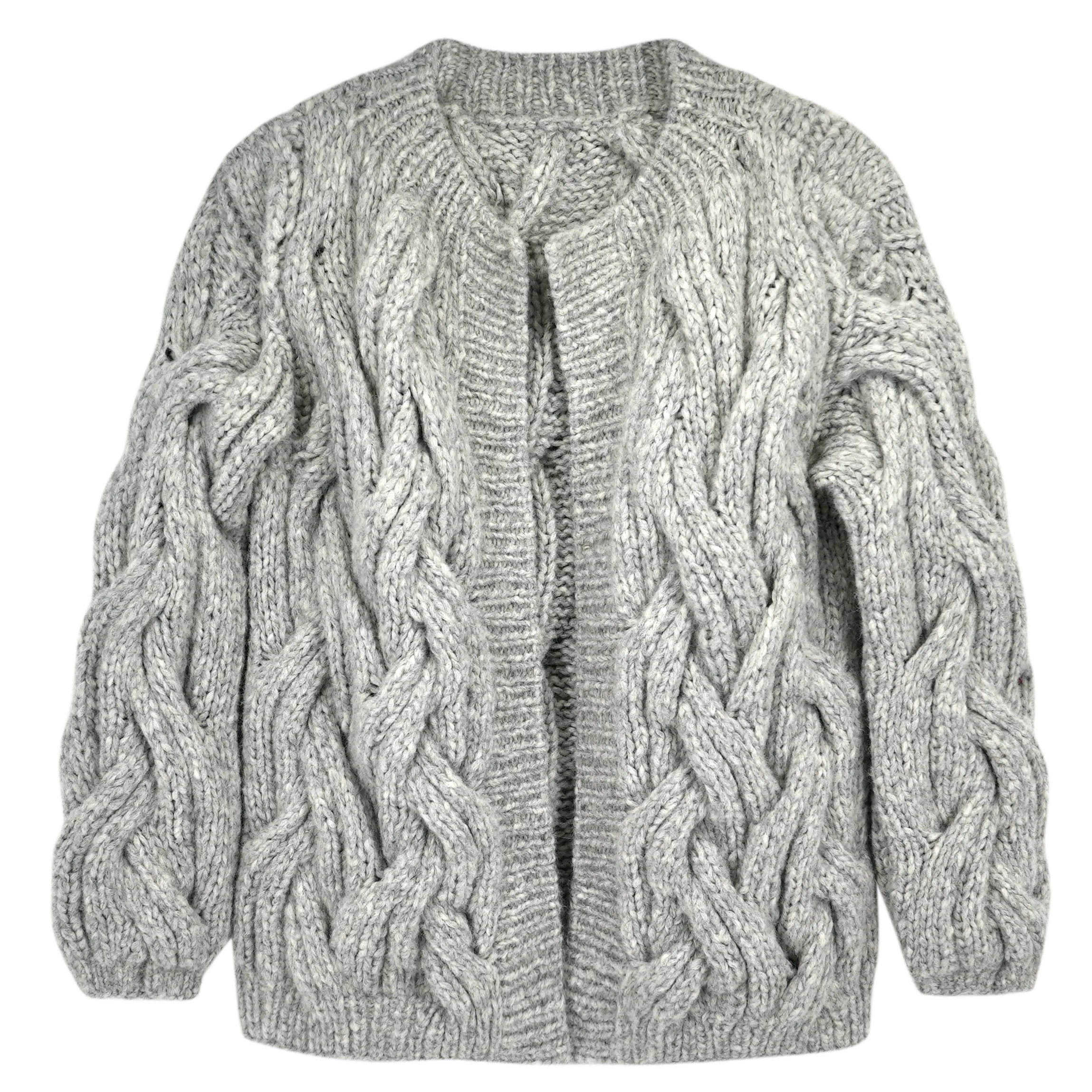 Handknit Cortina Cable Cardigan in Dove Grey - Image 9