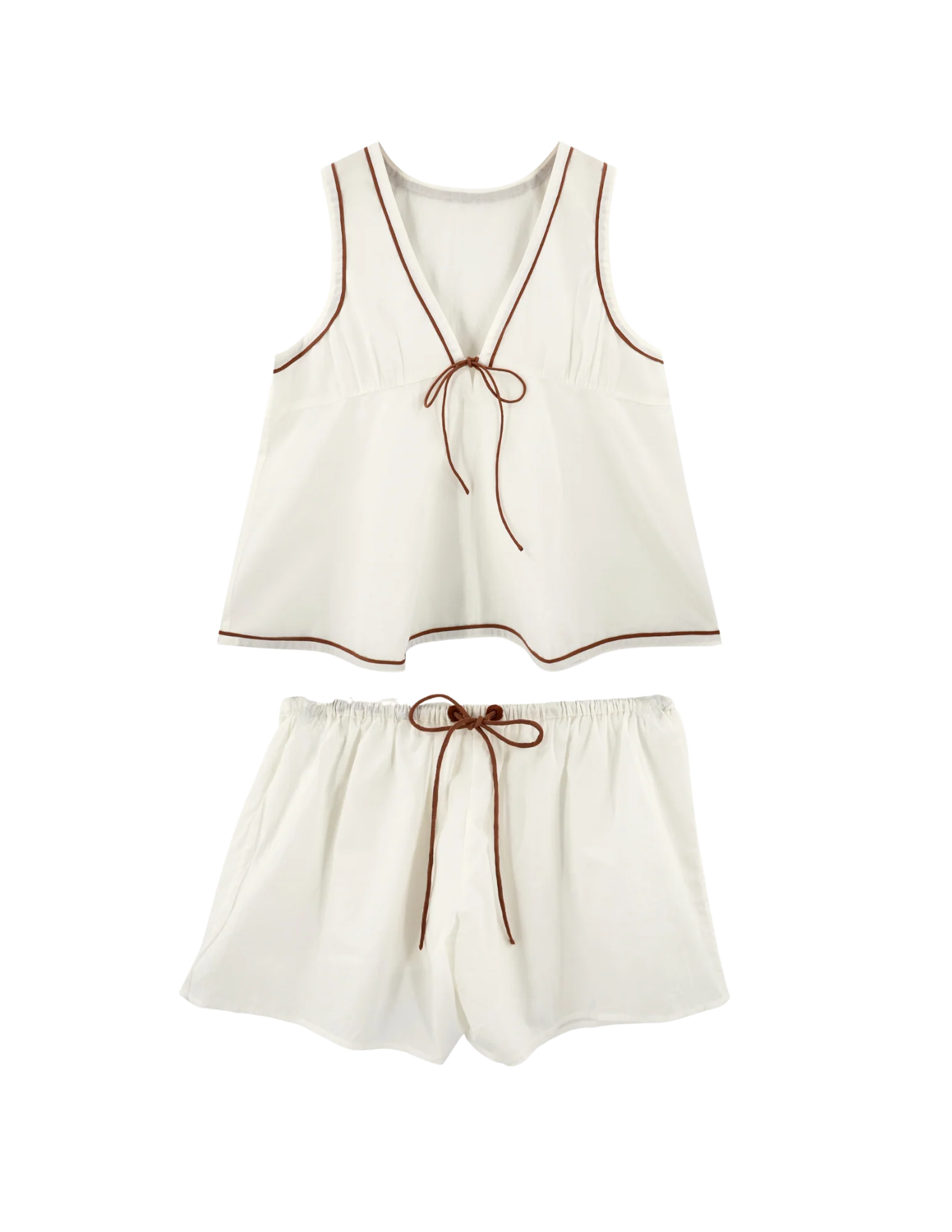 Pajama Tap Short & Camisole Set in White - Image 8