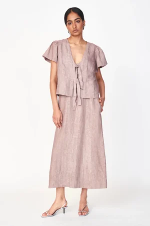 Tropez Top in Mushroom Linen