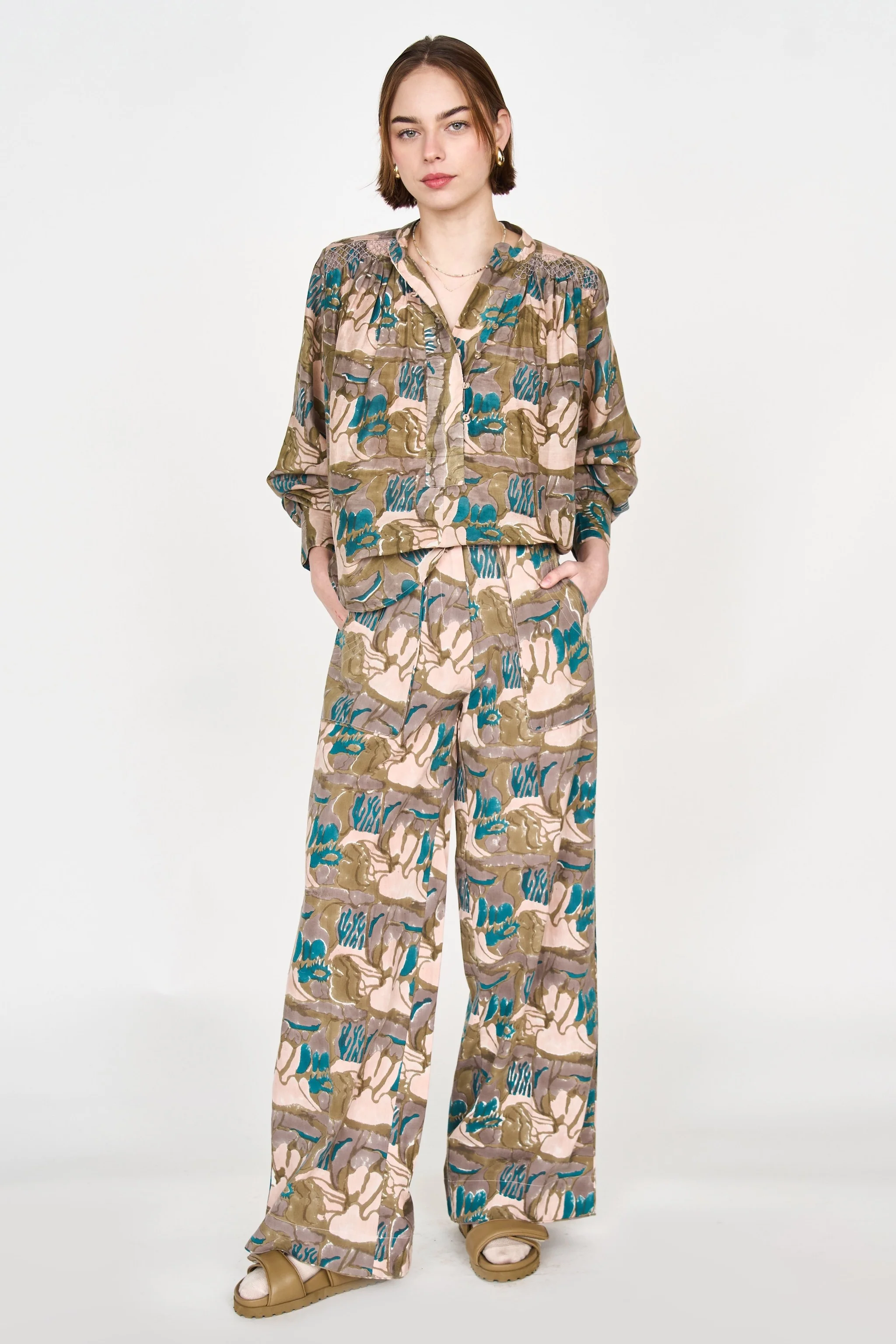 Florence Blouse in Moss Reef Print