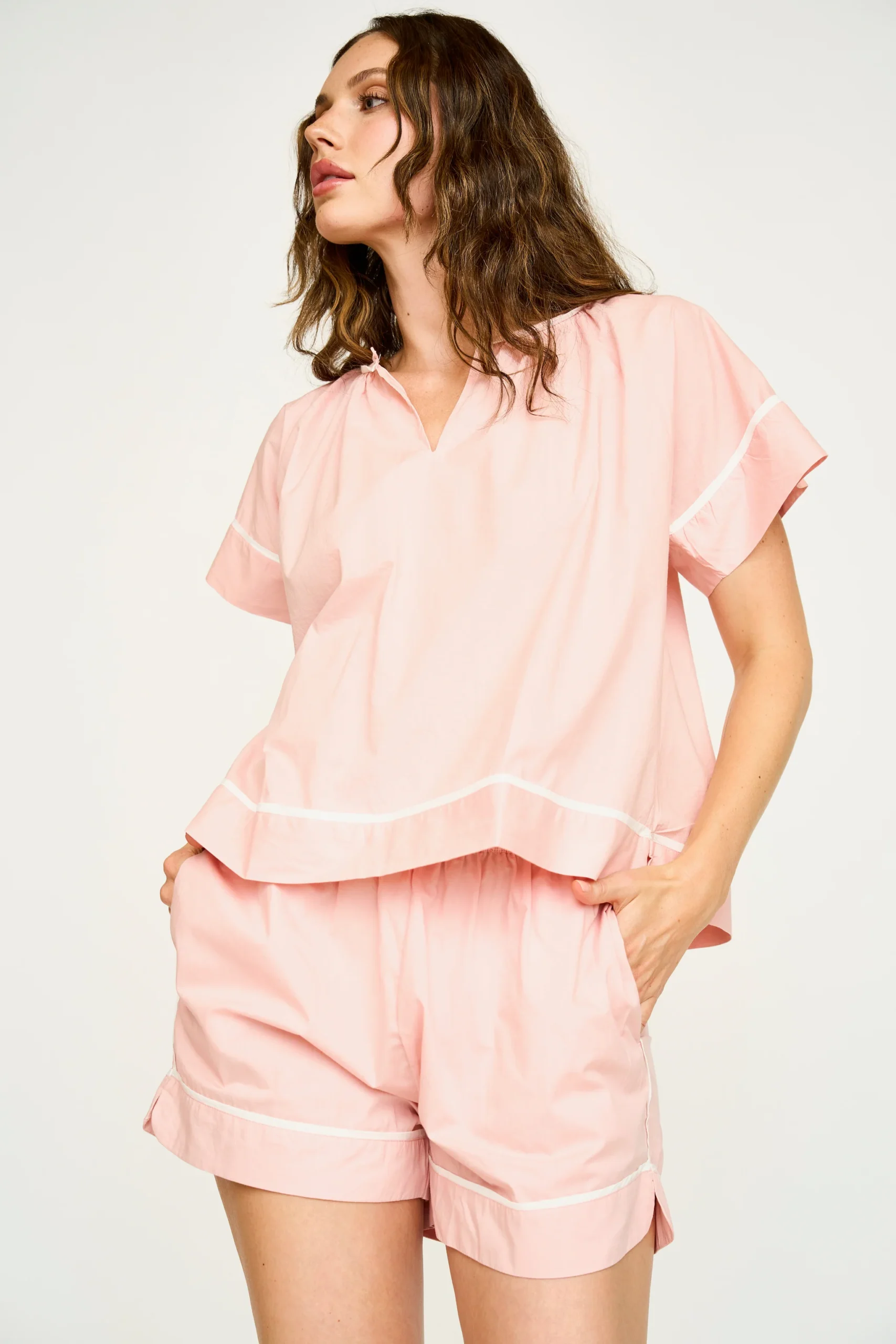 Pajama Short Set in Conch - Image 2