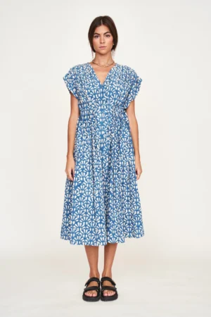 Korcula Dress in Trellis in Indigo