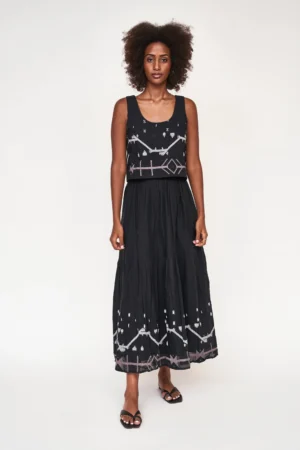 Hudson Tank in Black Carnival Jamdani