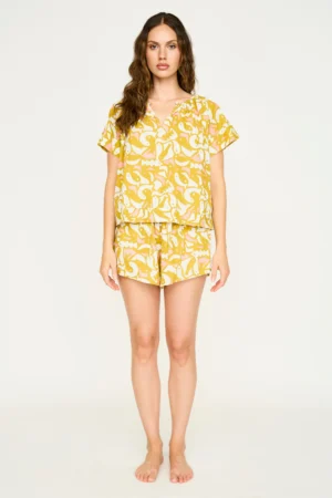 Pajama Tap Short Set in Canary