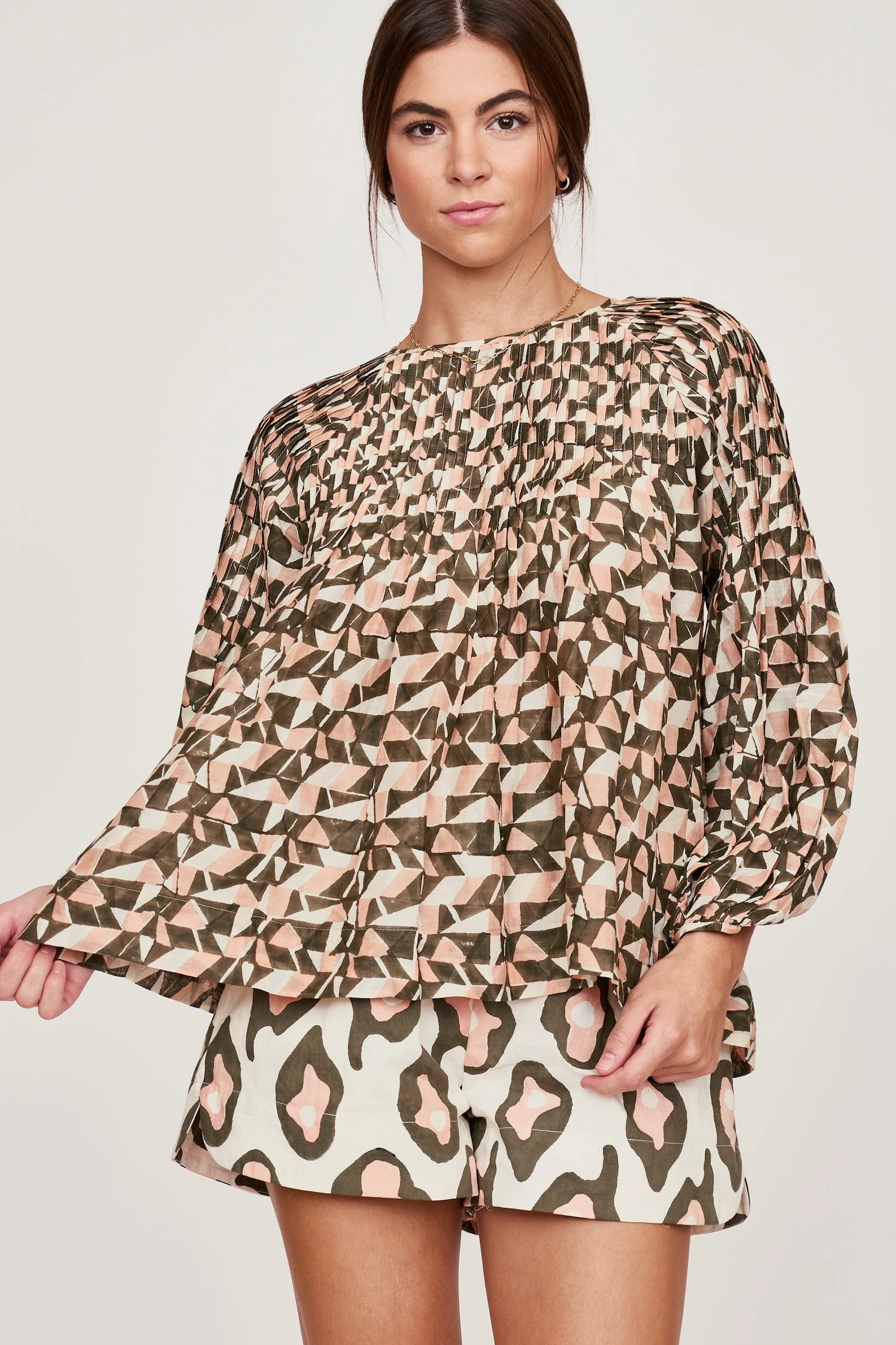 Kerala Blouse in Seaglass in Rosewood - Image 2