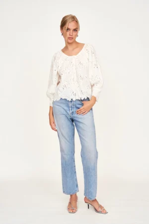 Seville Top in White Eyelet